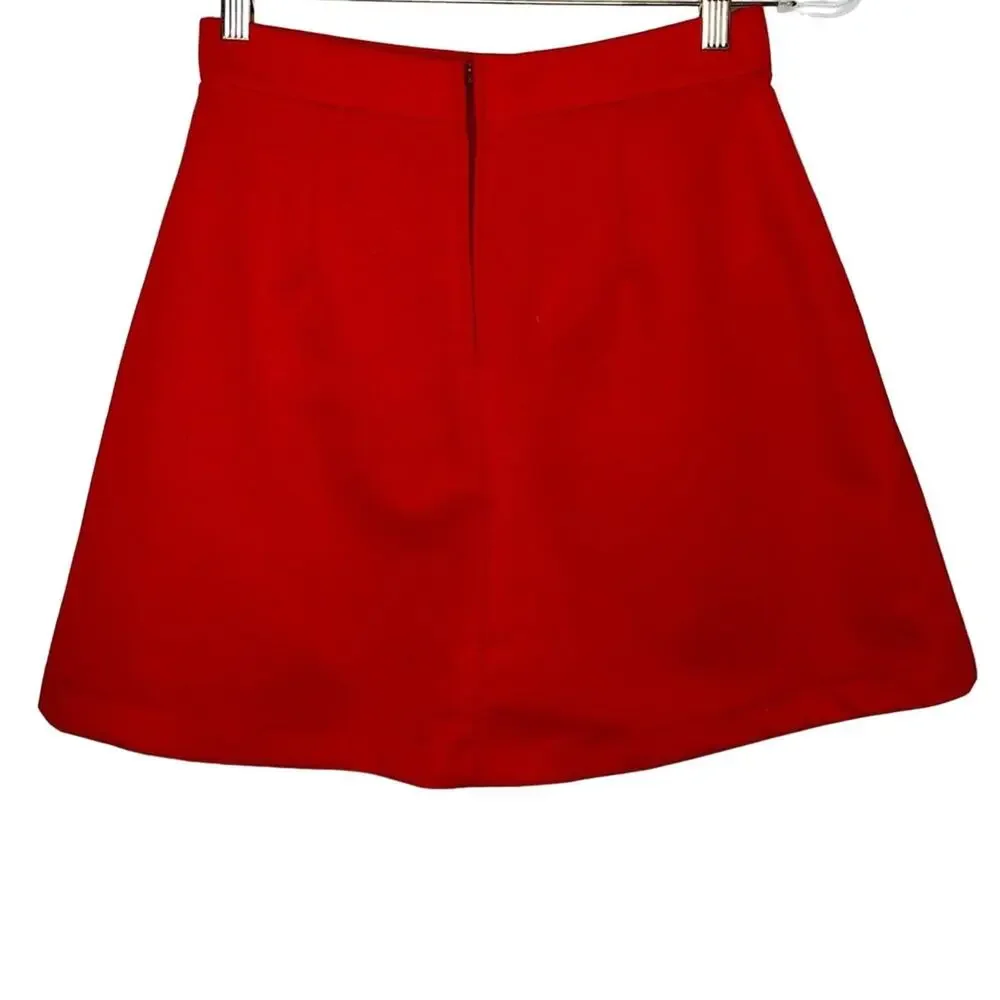 1970s Vintage Sears Perma Prest Red High Rise Sailor Mini Skirt Skort Medium